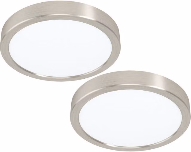 Loops 2 Pack Round LED Wall and Ceiling Surface Light in Silver, 210mm, 16.5W, 3000K Warm White