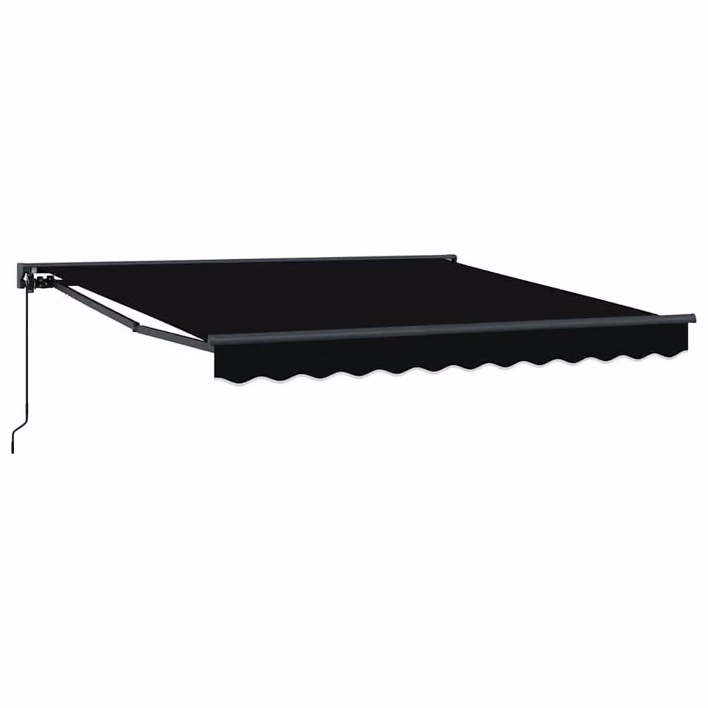 Berkfield Home Manual Retractable Folding Arm Awning in Black Polyester, W: 350 cm, D: 250 cm – 3