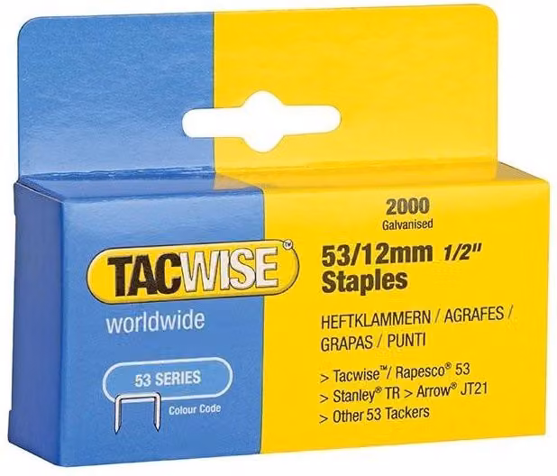 Tacwise 53 Light-duty Galvanised Fine Wire Staples in Silver