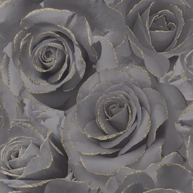 Muriva Madison Roses Floral Botanical Wallpaper in Black – 1