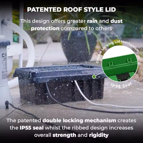 DRiBOX Large IP55 Weatherproof Outdoor Electrical Connection Box, Green, W/D/H: 40 x 31 x 14.5 cm – 4
