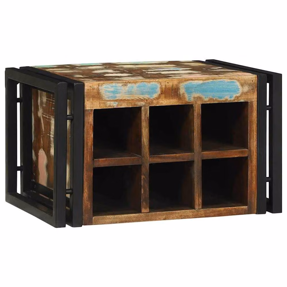 Berkfield Home Rustic Reclaimed Solid Wood Wine Rack in Brown W/D/H: 46 x 35 x 27.5 cm – 2