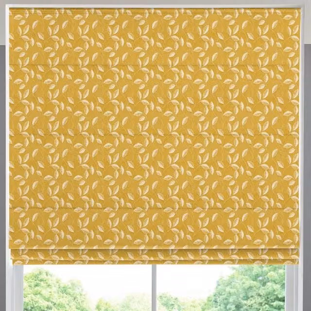Simply Collection Sunflower Leaf Vine Blackout Roman Blind in Yellow