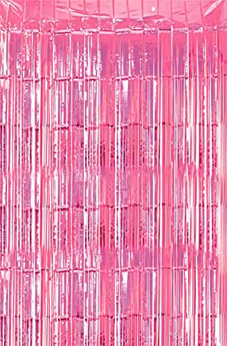 Netagon Metallic Tinsel Curtain, Pink, W: 3 m, H: 1 m – 1