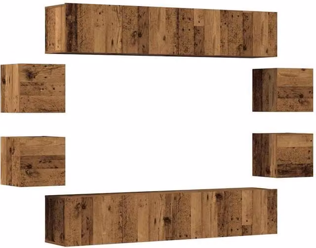 Berkfield Home Modern Wall Mounted TV Cabinet Set in Brown Old Wood Finish – 1