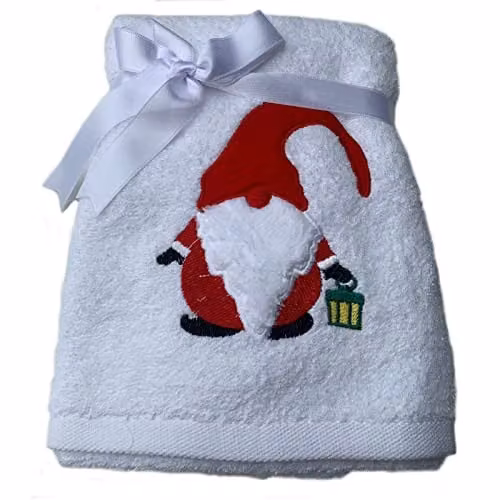 Generic White 100% Turkish Cotton Hand Towel with Festive Christmas Gonk Embroidery
