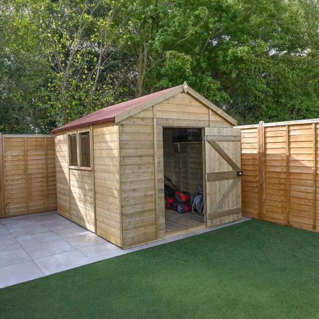 Forest Garden Timberdale T&G Pressure Treated Apex Garden Shed in Brown