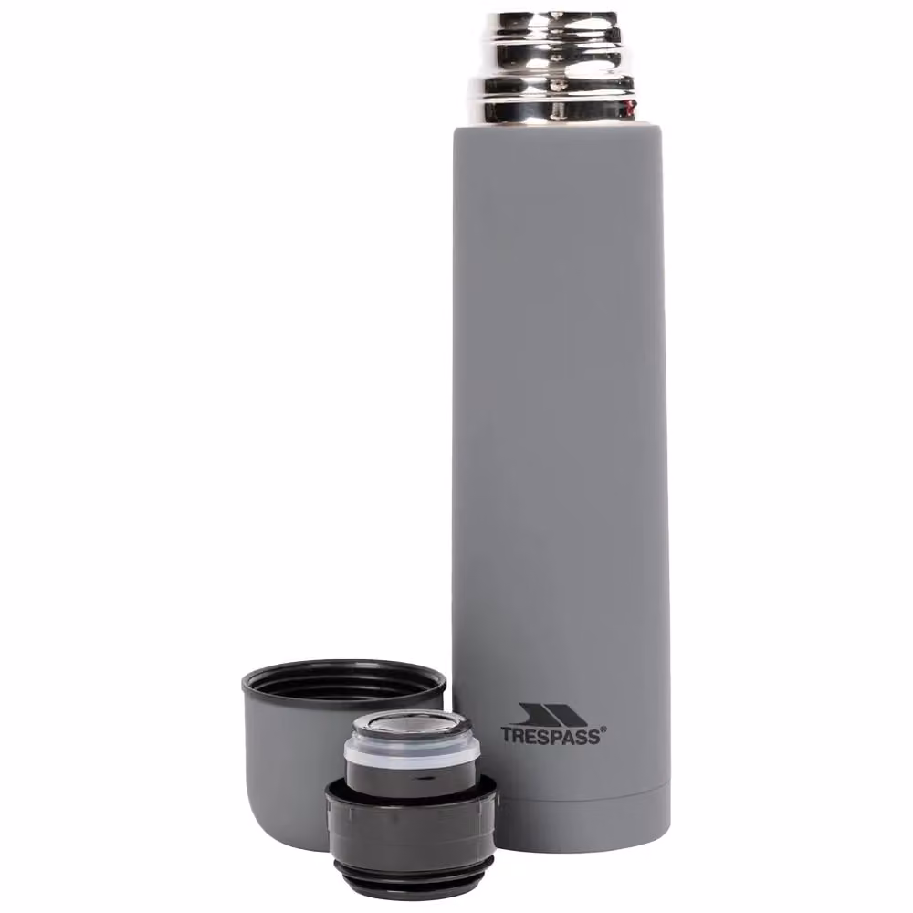 Trespass Torre 100 Vacuum Insulated Stainless Steel Thermal Flask, Grey, 1 l – 2