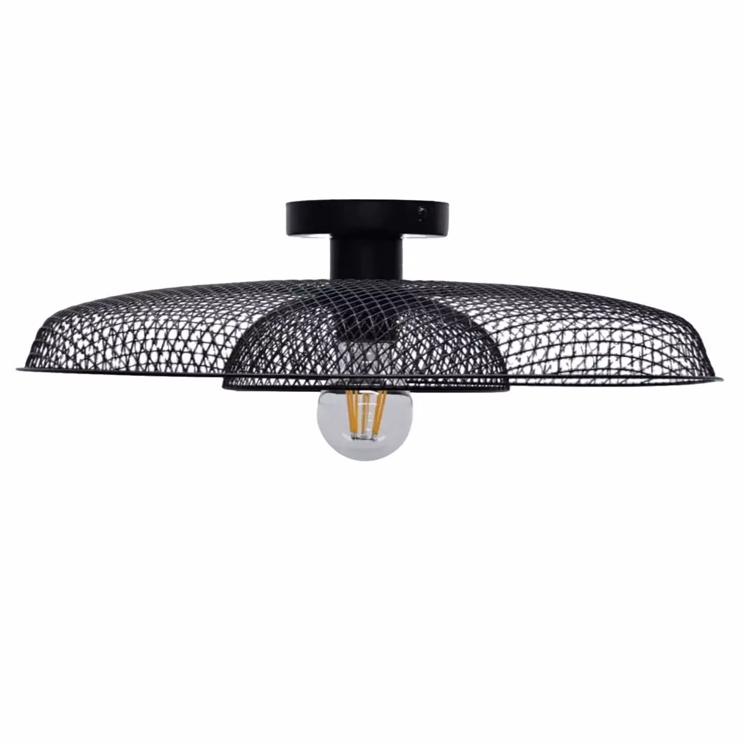 First Choice Lighting Cassidy Set of 2 Black Metal Wire Layered Flush Ceiling Lights – 2
