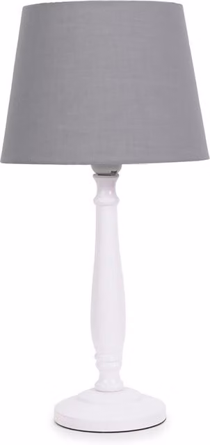 ValueLights Classic Table Lamp in White and Beige with Fabric Shade