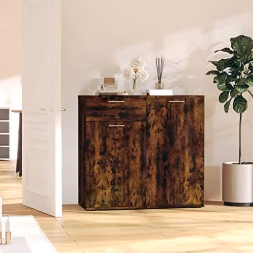 vidaXL Smoked Oak Sideboard in Brown, W/D/H: 80 x 36 x 75 cm – 2