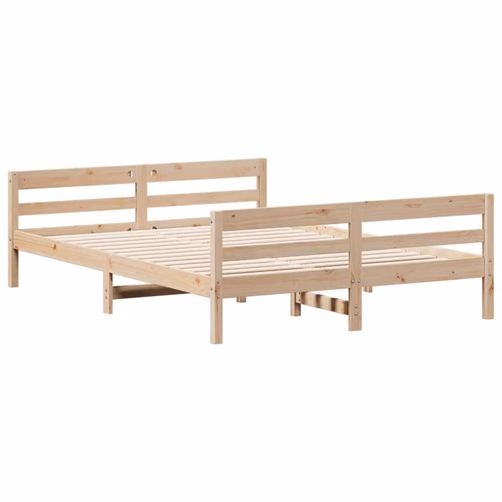 Berkfield Home Small Double Bed Frame in Brown Solid Pine, W/D/H: 120 x 200 cm – 2