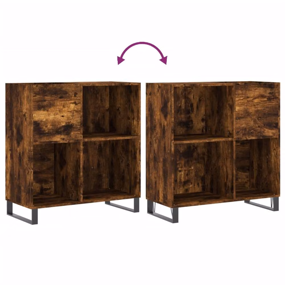 Berkfield Home Record Cabinet in Smoked Oak Brown, W: 84.5 cm, D: 38 cm, H: 89 cm – 2