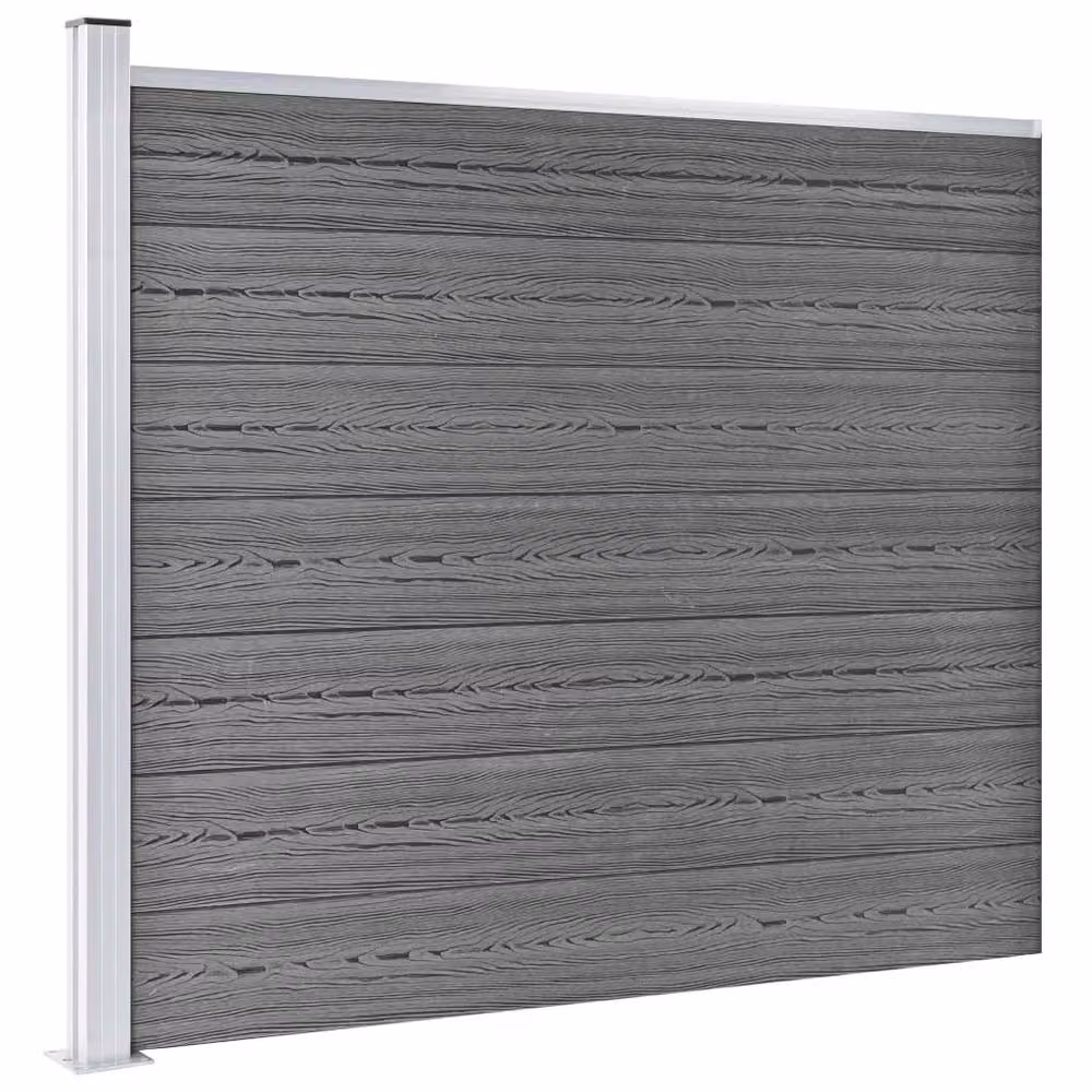 Berkfield Home WPC Fence Panel Set in Grey, W: 699 cm, H: 146 cm – 3