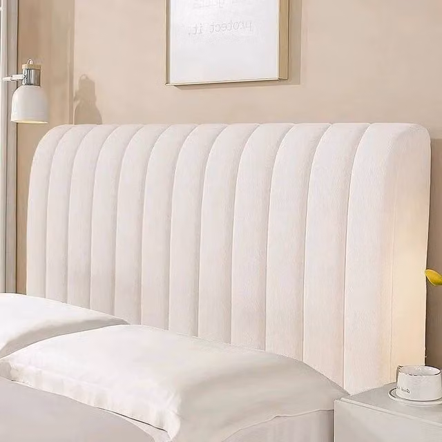 NESTLUNE Beige Modern Velvet Foam Padded Headboard Cover W/H: 120 x 90 cm