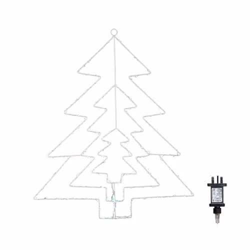 Samuel ALEXANDER 50cm Light up 3 Layered Christmas Tree with 150 Multi-Action Green LEDs in Green and White – 3