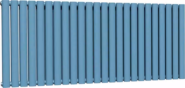 Lux Heat Oval Horizontal Coloured Double Radiator in Blue, W: 60.0 cm, H: 144.0 cm
