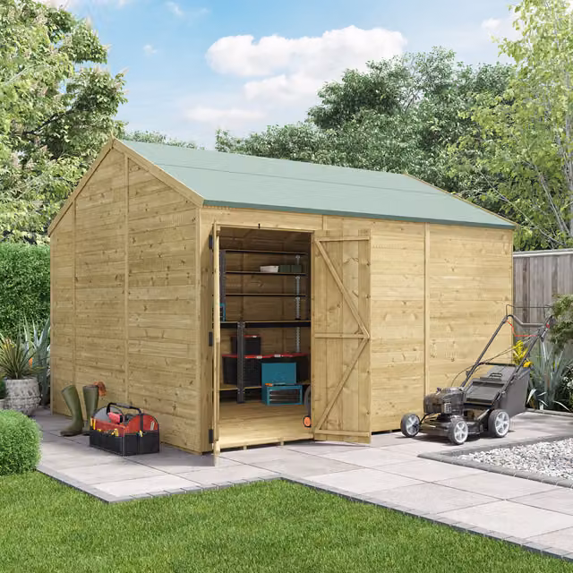 BillyOh Switch Tongue and Groove Apex Wooden Shed in Brown, Windowless, 12x10 ft