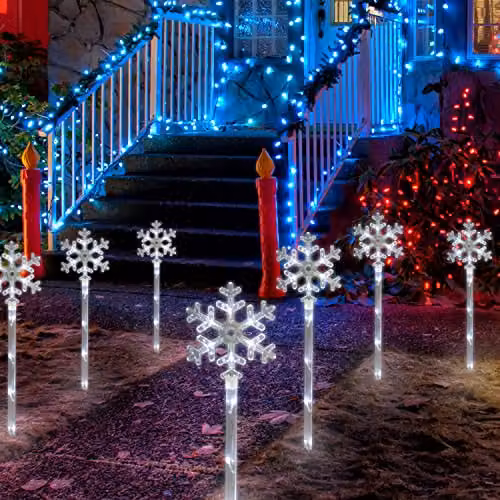 The Christmas Workshop 78630 LED Snowflake Garden Path Lights, 4 Pack, Warm White – 2