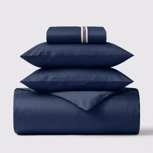 Bedable 100% Cotton Sateen Bedding Set, 460 Thread Count, Blue, Single – 1