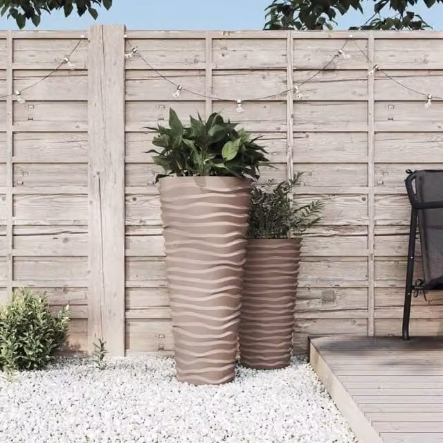 Berkfield Home Planter with Removable Inner Tub, Brown, Grooved Look, 18/45 L