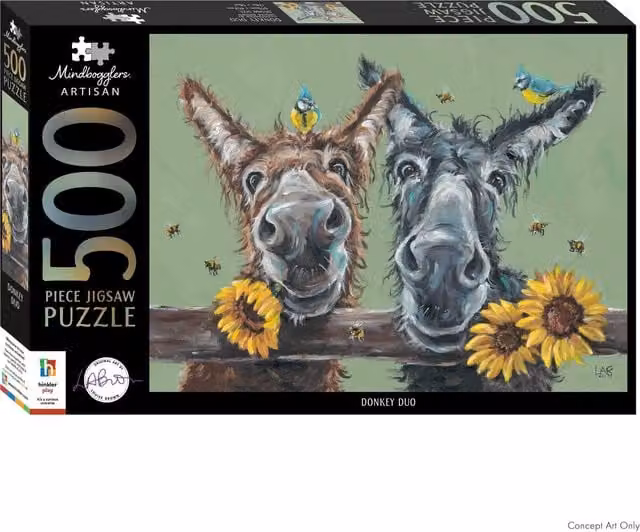 Mindbogglers 500 Piece Donkey Duo Jigsaw Puzzle in Brown and Multicolour