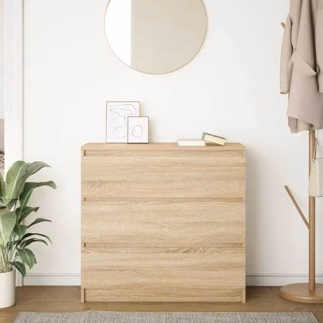 Berkfield Home Sonoma Oak Sideboard in Light Brown, W/D/H: 80 x 35 x 76 cm