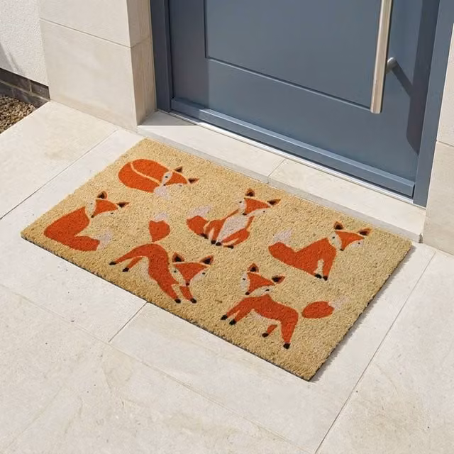 Garden Greatness Six Vixens Decorative Natural Coir Doormat, Brown/Sand, W: 75 cm, D: 45 cm