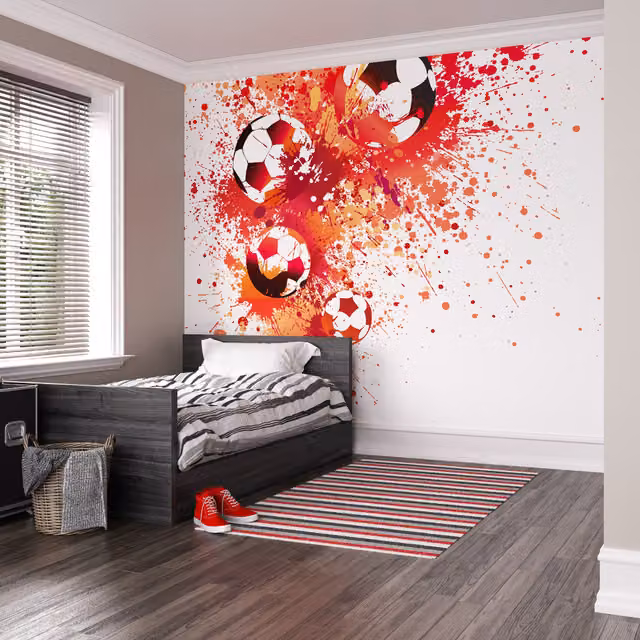 Origin Murals Football Splash Abstract Wall Mural in Red