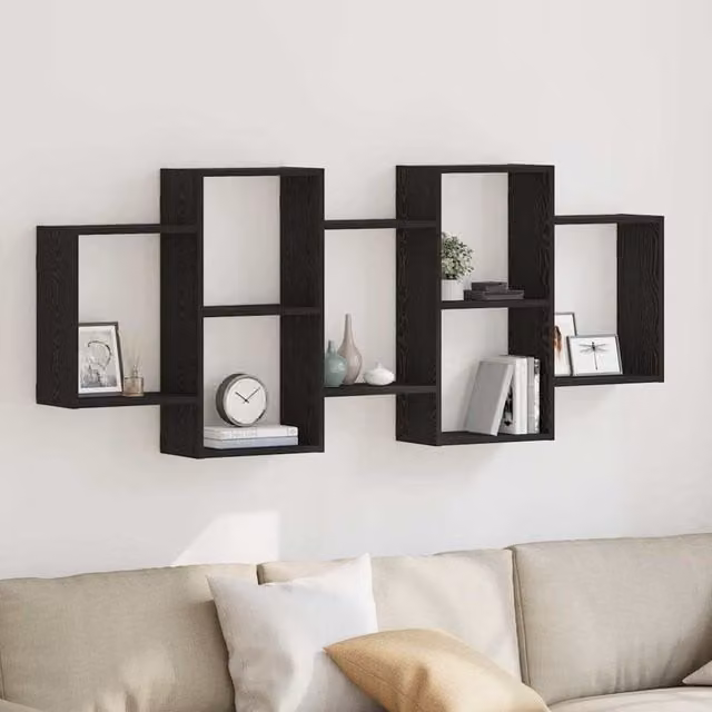 Berkfield Home Black Oak Wall Shelf, W/D/H: 159 x 18 x 65 cm – 1