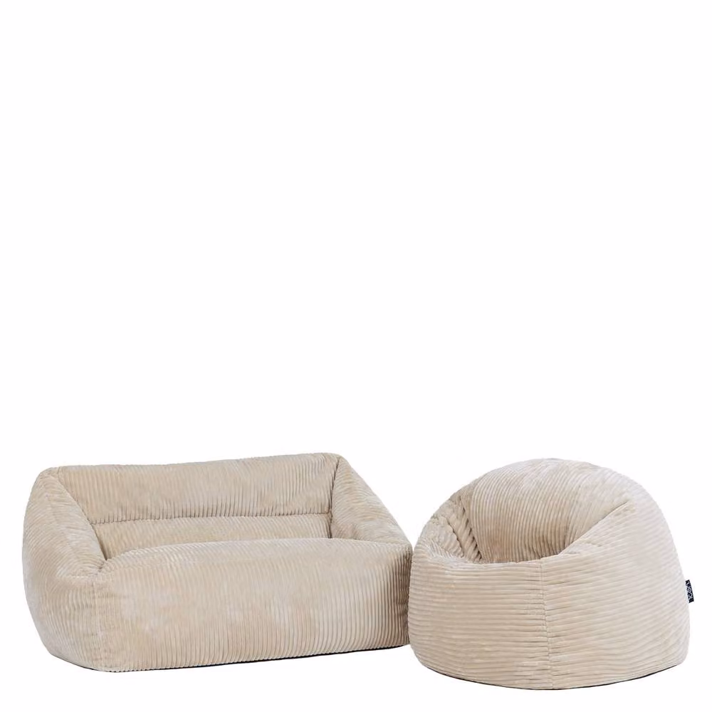 icon Kids Cecilia Bean Bag Sofa in Stone High Rest Jumbo Cord – 2