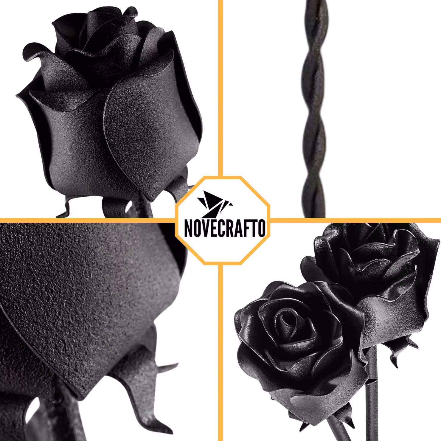 Novecrafto Handmade Free Standing Iron Roses in Black – 5