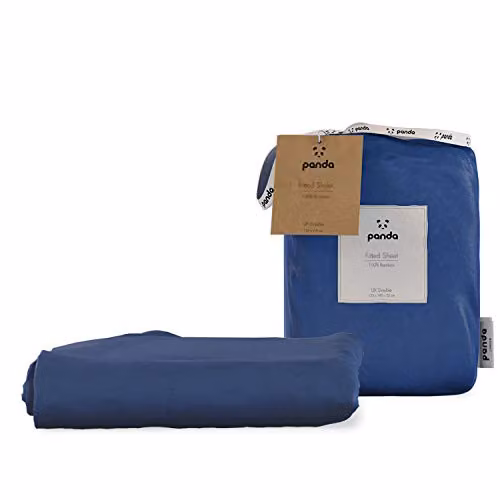 Panda London Organic 100% Bamboo Single Fitted Sheet in Navy Blue, W/D/H: 90 x 190 cm – 4