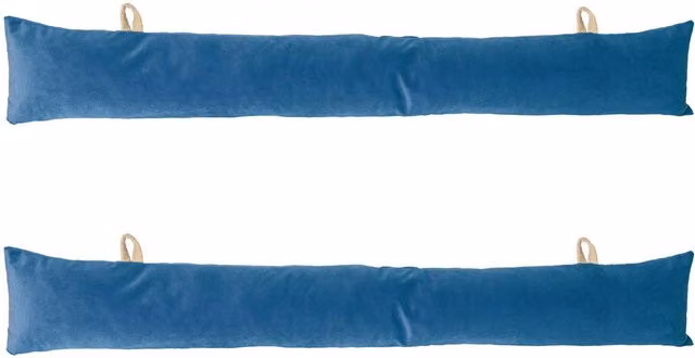 Nicola Spring Velvet Draught Excluder, Pack of 2, Blue, W: 80 cm, H: 12 cm, D: 12 cm