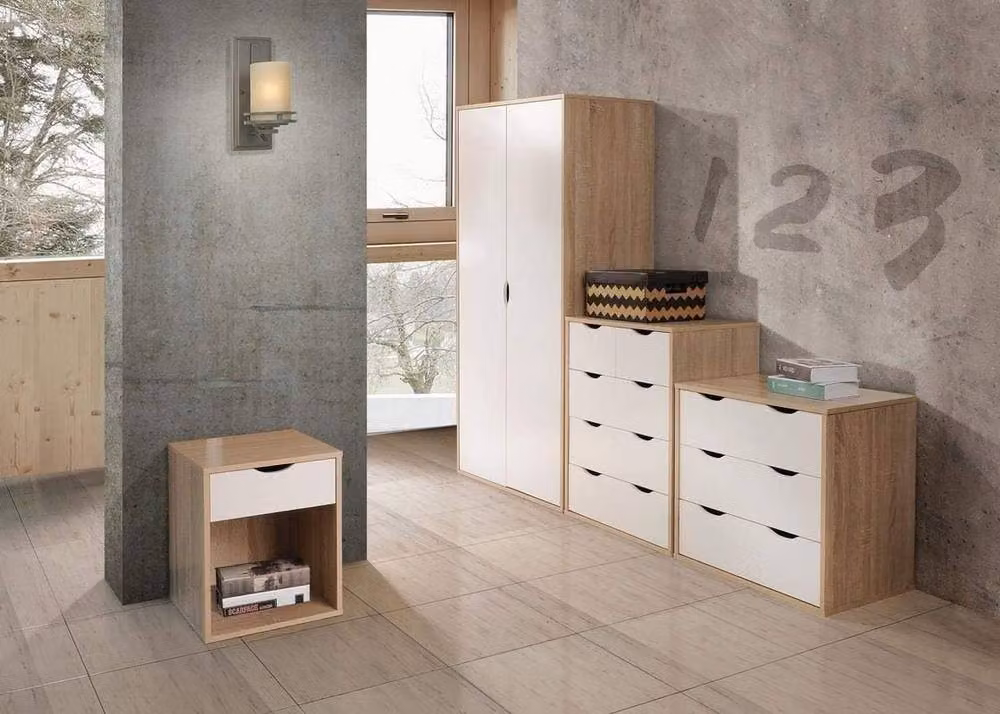 Timber Art Design Alton Bedside Cabinet in Light Oak with 1 Drawer, W: 40 cm, D: 40 cm, H: 48 cm – 3