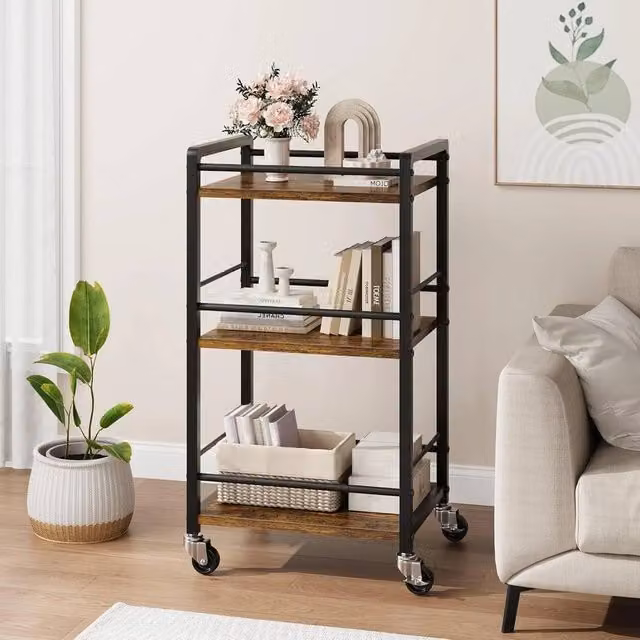 Havendro 3 Tier Rolling Kitchen Storage and Serving Trolley in Black – 1