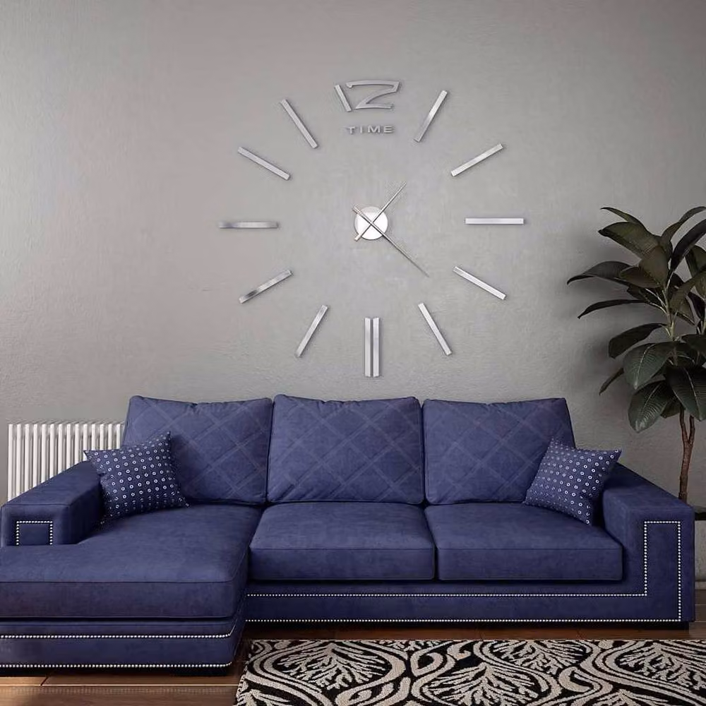 Berkfield Home Modern 3D Geometric Silver Metal Wall Clock, Diameter: 100 cm – 2
