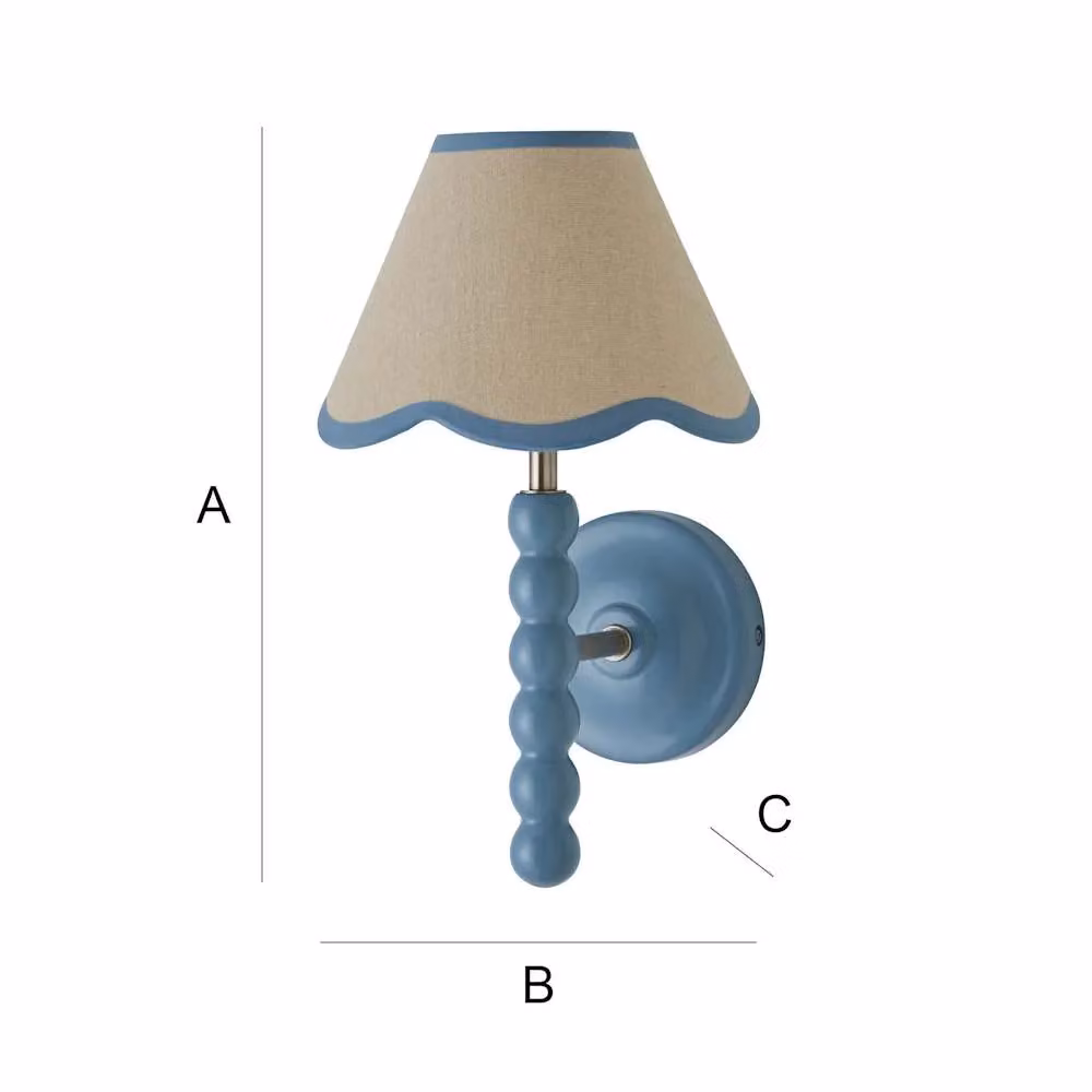 ValueLights Bobbins Pair of Blue Wall Lights with Fabric Shades and Bulbs – 4