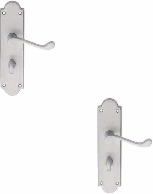 Loops Victorian Scroll Bathroom Handle with Backplate, 2 Pairs, Satin Chrome, W: 20.5 cm, H: 20.5 cm