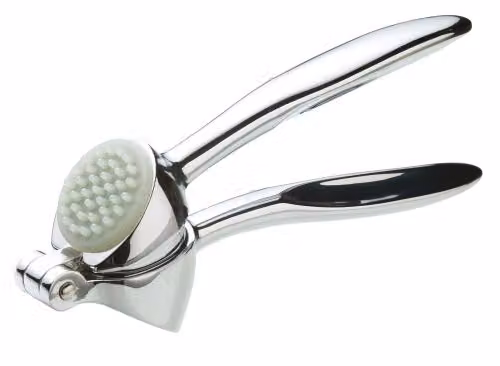 MasterClass Heavy Duty Stainless Steel Garlic Press with Ergonomic Grip, Silver – 1