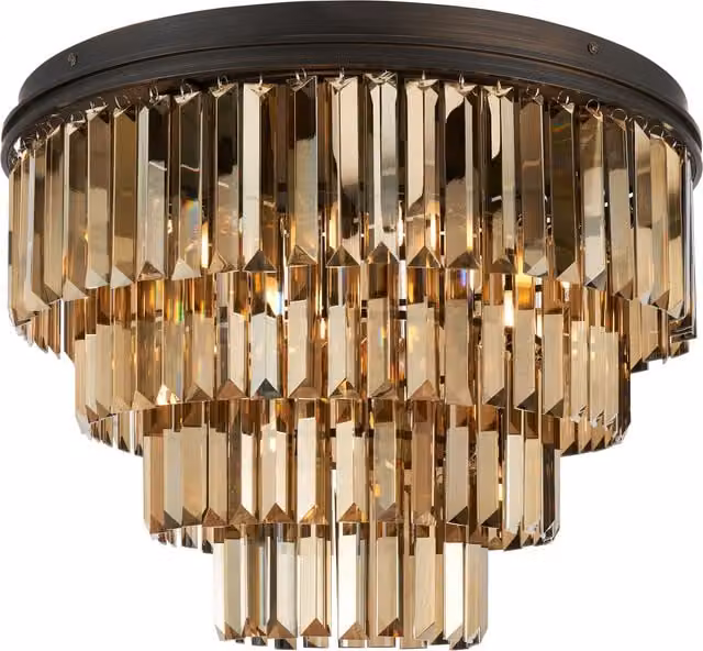 Litecraft Visconte Ingot 7 Light Crystal Ceiling Pendant in Bronze