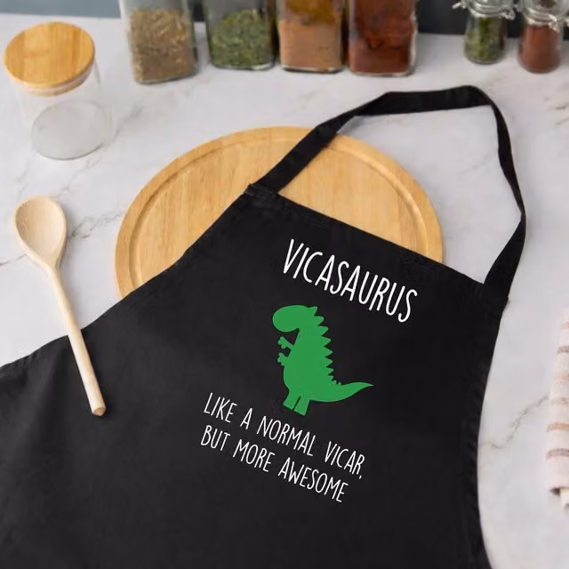 60 Second Makeover Vicar Dinosaur Apron in Black – 1