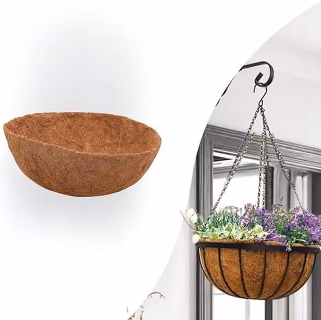 Garden Mile Brown Hanging Flower Basket Planter with Coconut Liner