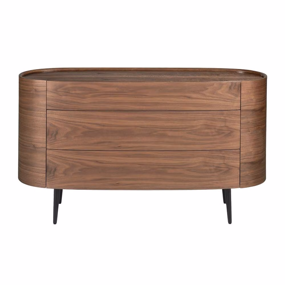 Angel Cerda Walnut Veneer Chest of Drawers with Black Steel Legs in Brown – 2
