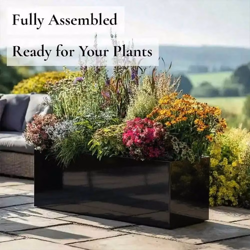 Access Garden Products Galvanised Steel Trough Planter in Black, W: 75 cm, D: 32 cm, H: 32 cm – 11