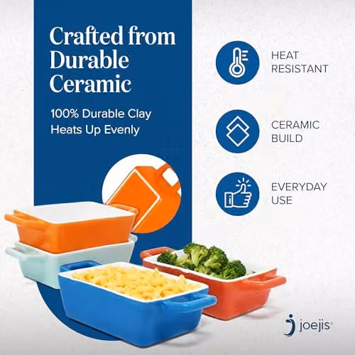 Joeji's Kitchen Set of 4 Mini Rectangular Ceramic Ramekin Baking Dishes in Multicolour – 4