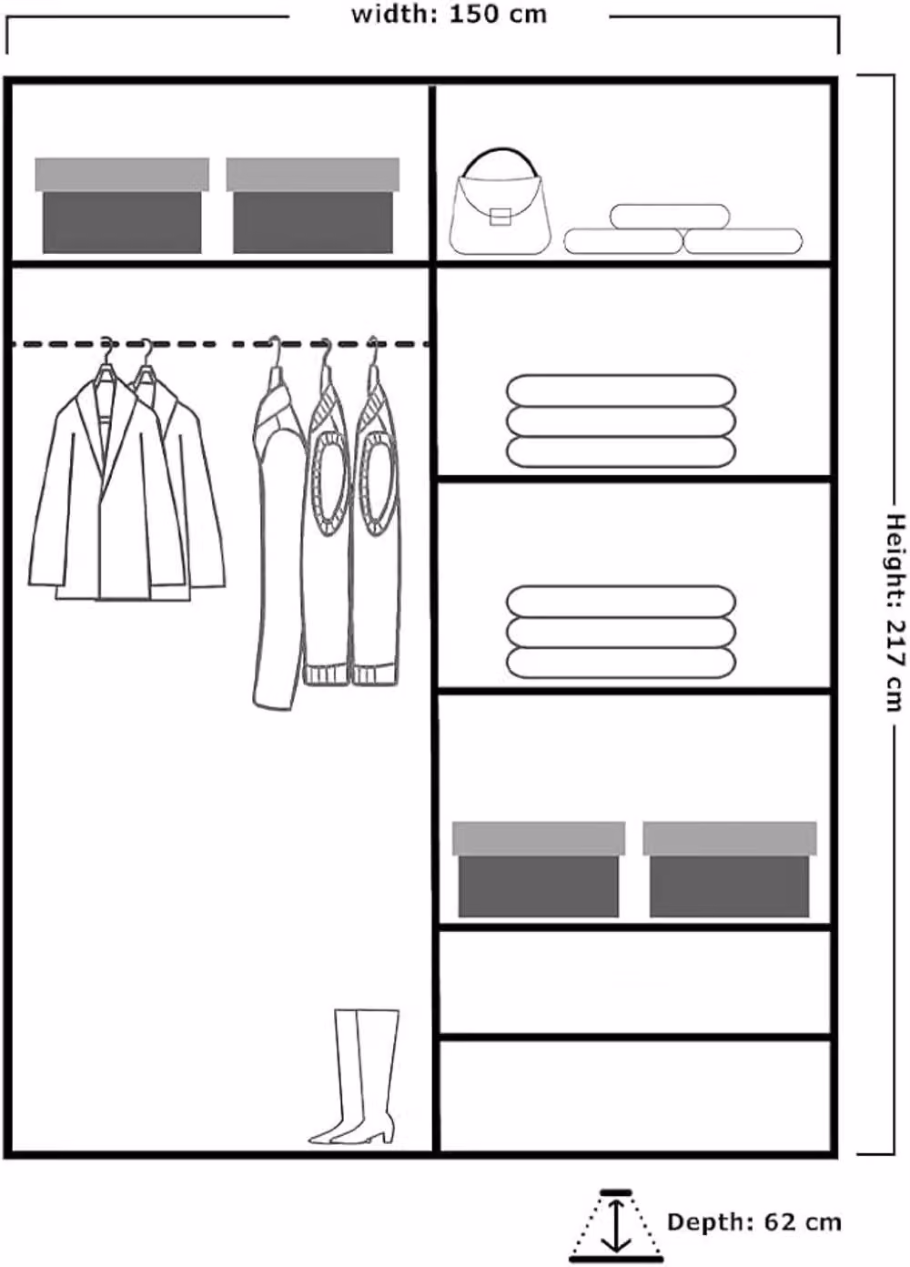 MN Furniture Sudan Sliding Mirror Wardrobe with LED Lighting, White, W: 150 cm, H: 217 cm – 2