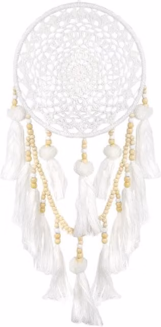 Myga Bodhi Handmade White Boho Dreamcatcher with Geometric Mandala Design