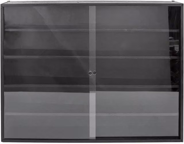 FLAVORA 5-Tier Wall Mounted Wooden Display Shelf with Back Panel in Black