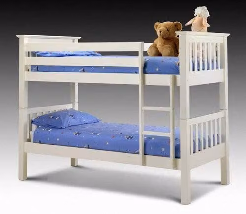 Julian Bowen Barcelona White Lacquered Solid Wood Bunk Bed with Stairs, H159 x W107 x D209 cm – 2